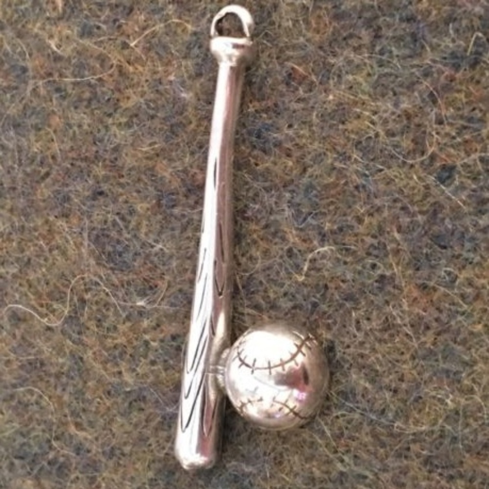 Silver Baseball Bat Pendant Sterling sport jewelry